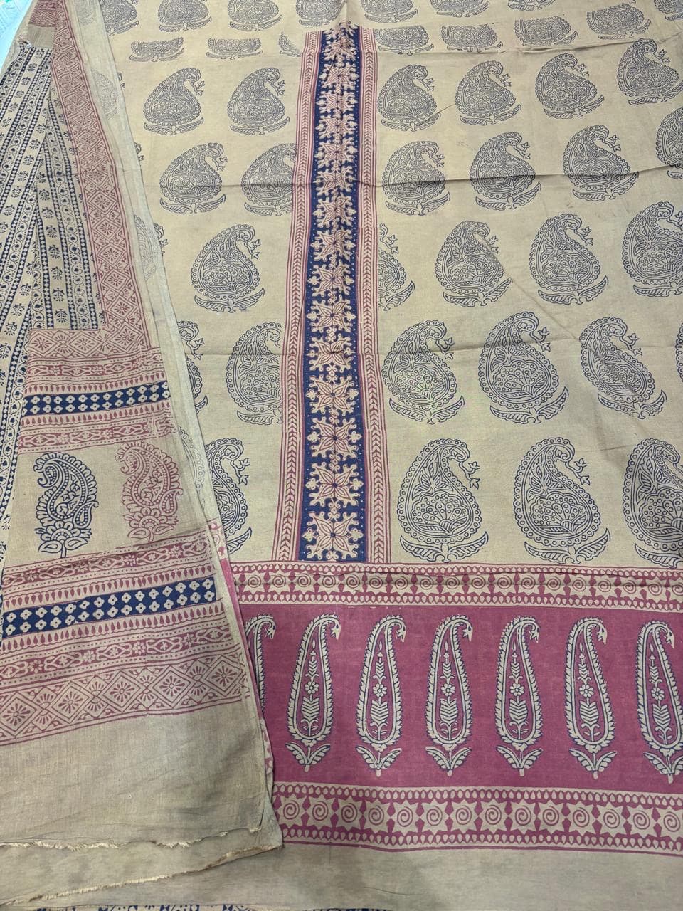 Baghprint Cotton Suit with Panel & Daman – Traditional Hand Block Print 3 Pc Suit — Piece 27