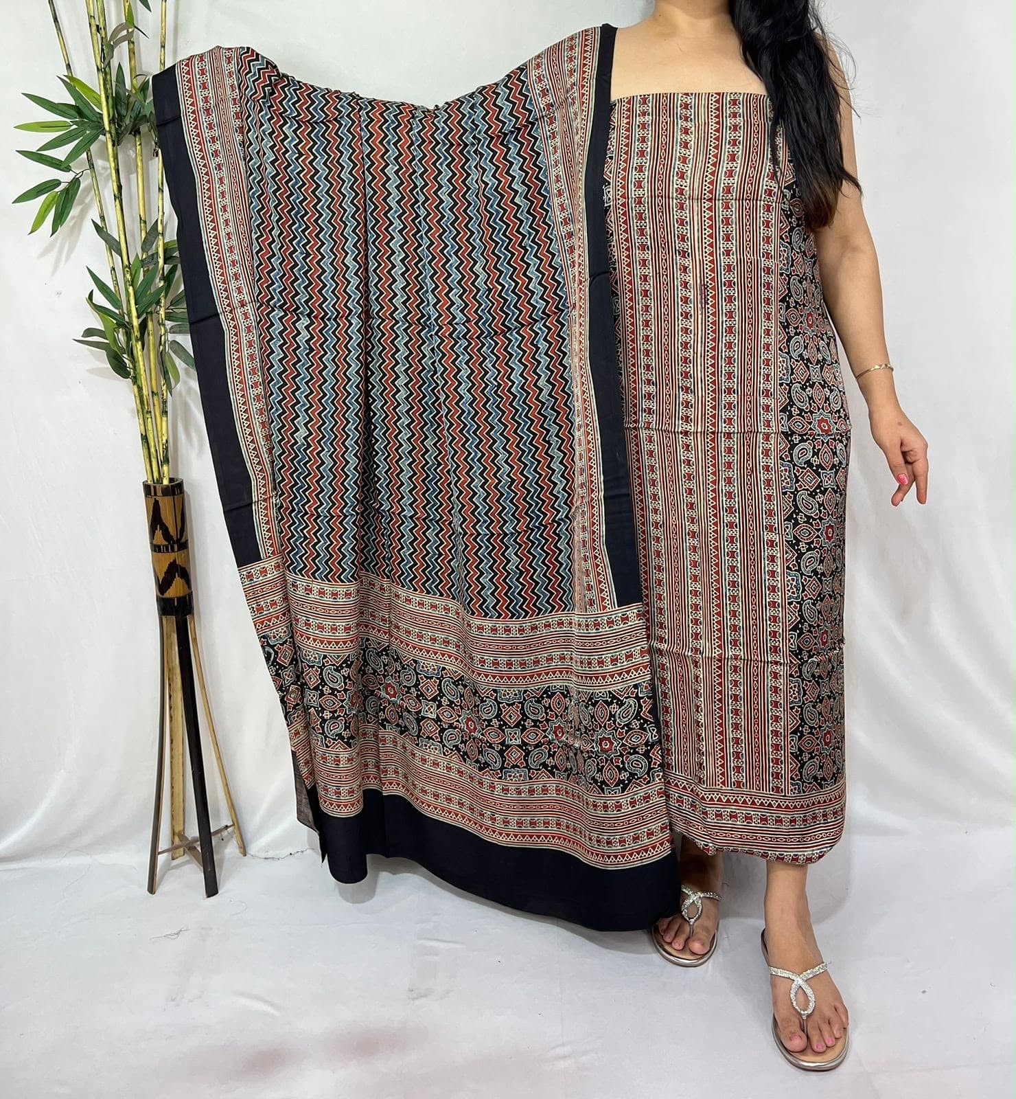 Ajrakh Print Modal Silk 2pc Suit — Piece 1