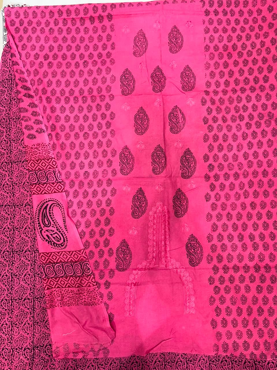 Bagh Print Cotton Suit with Lucknowi Embroidery — Piece 2
