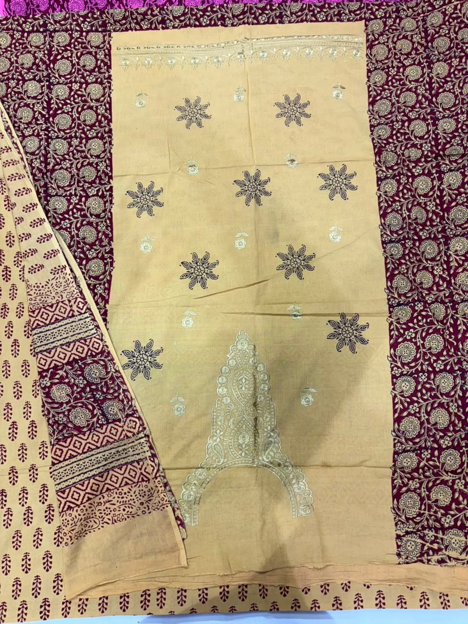 Bagh Print Cotton Suit with Lucknowi Embroidery — Piece 6