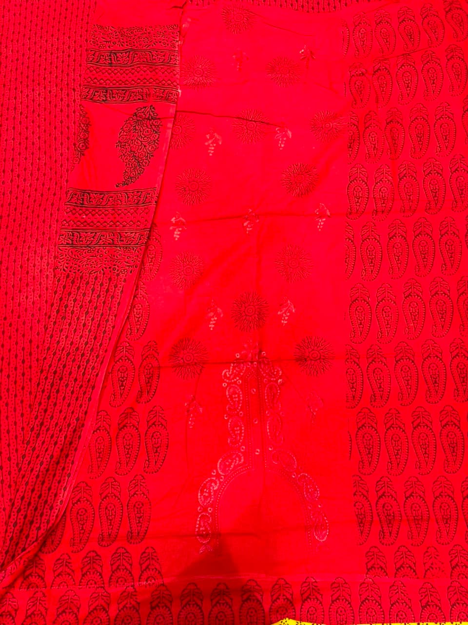 Bagh Print Cotton Suit with Lucknowi Embroidery — Piece 14